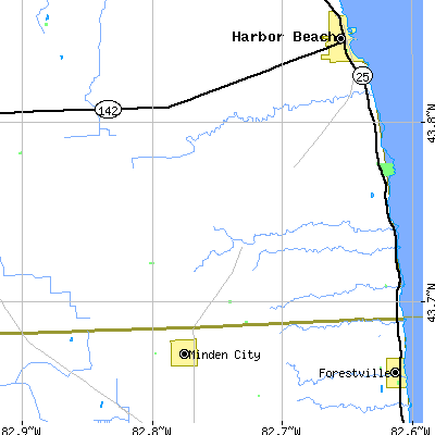 Zip code 48470 close-up map