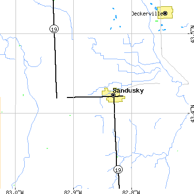 Zip code 48471 close-up map