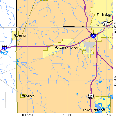 Zip code 48473 close-up map