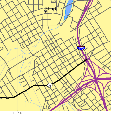 Zip code 48502 close-up map