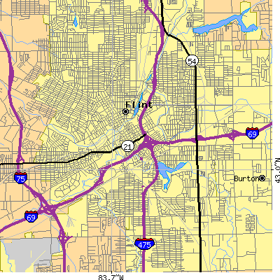 Zip code 48503 close-up map