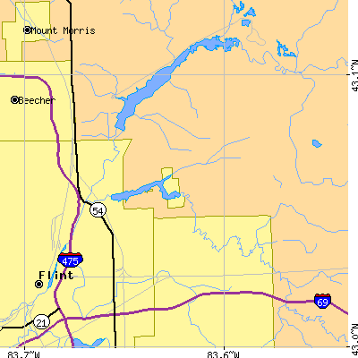 Zip code 48506 close-up map