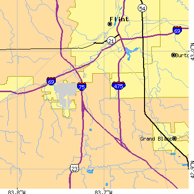 Zip code 48507 close-up map