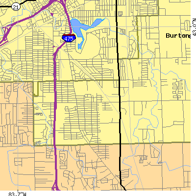 Zip code 48529 close-up map