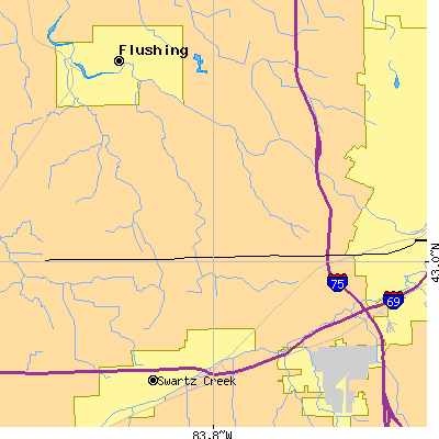 Zip code 48532 close-up map