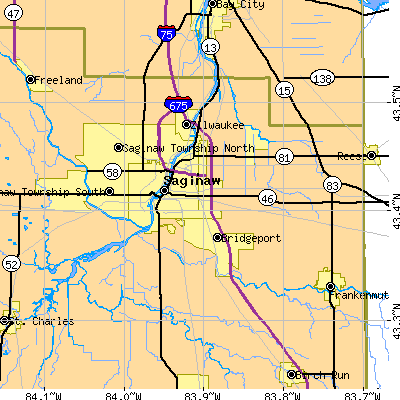 Zip code 48601 close-up map