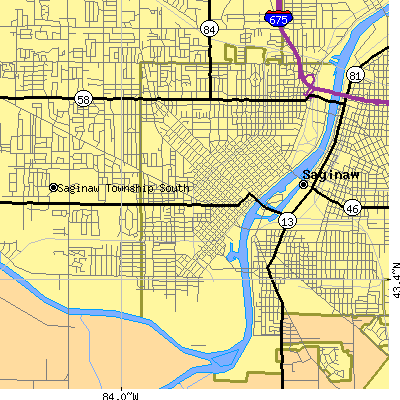 Zip code 48602 close-up map