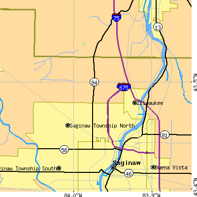 Zip code 48604 close-up map