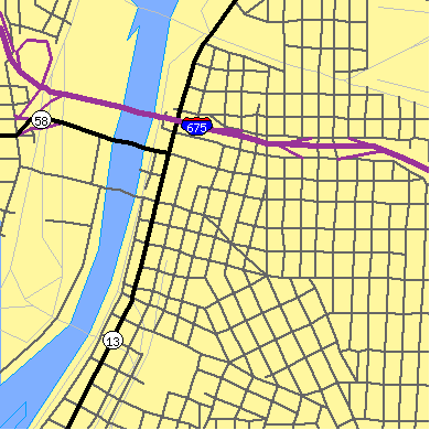 Zip code 48607 close-up map