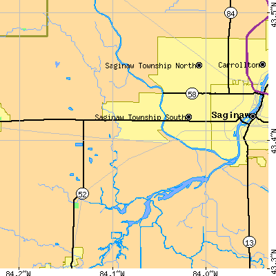 Zip code 48609 close-up map
