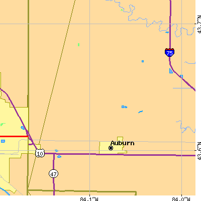 Zip code 48611 close-up map