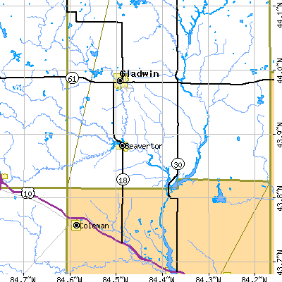 Zip code 48612 close-up map
