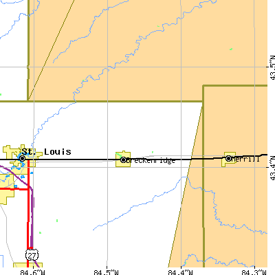 Zip code 48615 close-up map