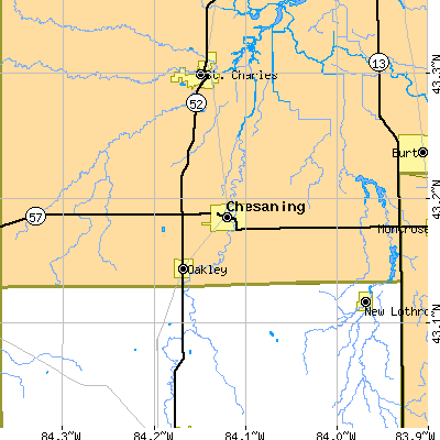 Zip code 48616 close-up map
