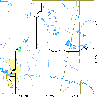 Zip code 48621 close-up map