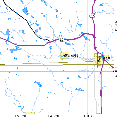 Zip code 48622 close-up map