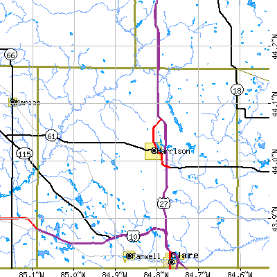 Zip code 48625 close-up map