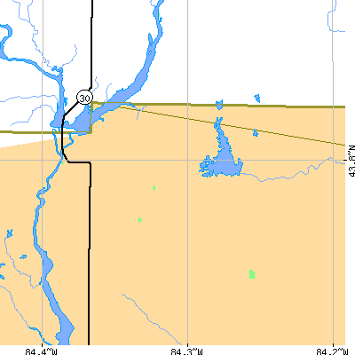 Zip code 48628 close-up map