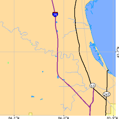 Zip code 48631 close-up map