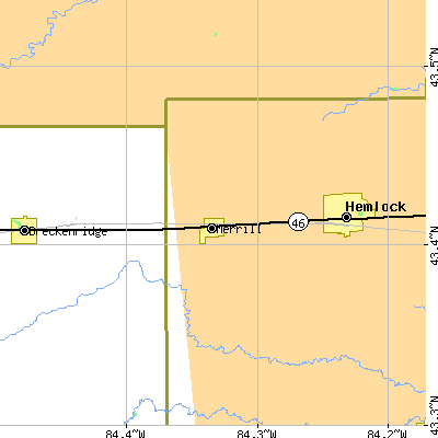 Zip code 48637 close-up map