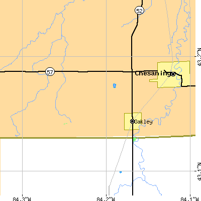 Zip code 48649 close-up map
