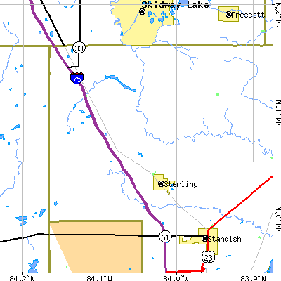Zip code 48659 close-up map