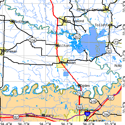 Zip code 71822 close-up map
