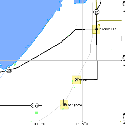 Zip code 48701 close-up map