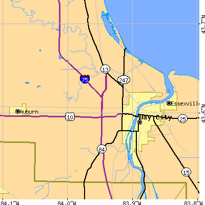 Zip code 48706 close-up map