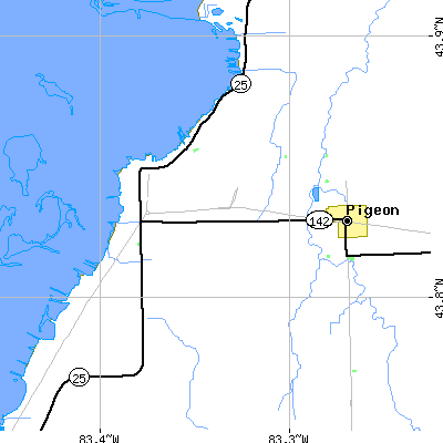 Zip code 48720 close-up map