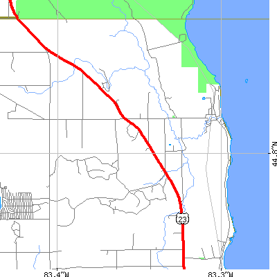 Zip code 48721 close-up map