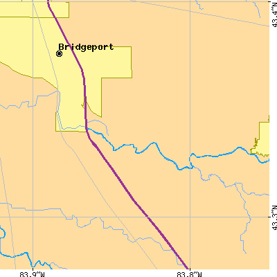 Zip code 48722 close-up map