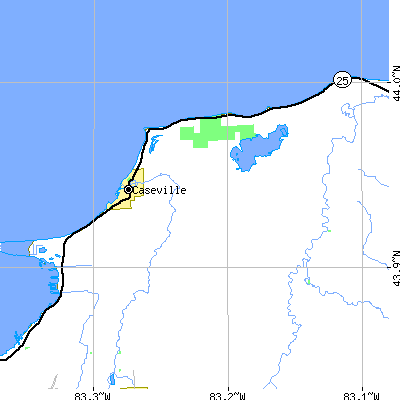 Zip code 48725 close-up map