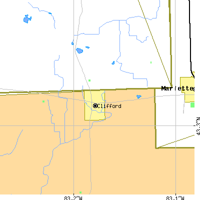Zip code 48727 close-up map