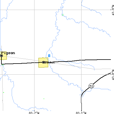 Zip code 48731 close-up map