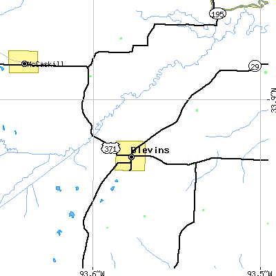 Zip code 71825 close-up map