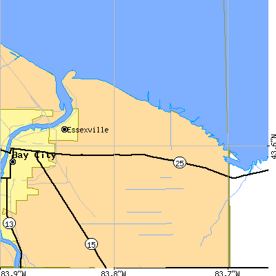Zip code 48732 close-up map