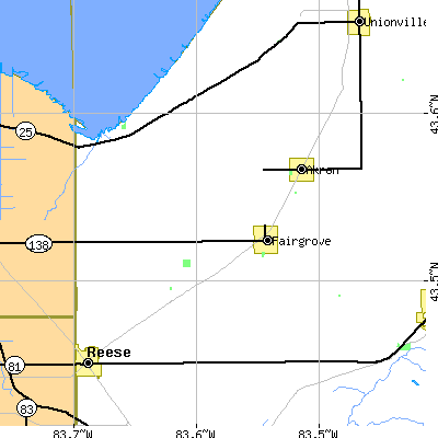 Zip code 48733 close-up map