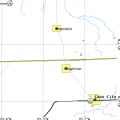 Zip code 48735 close-up map