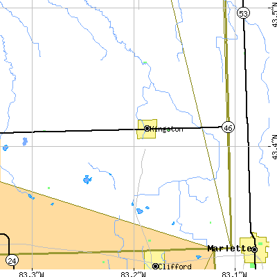 Zip code 48741 close-up map