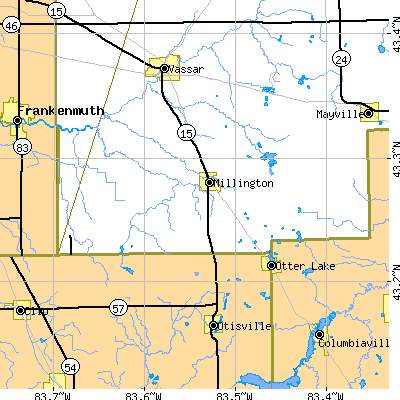 Zip code 48746 close-up map