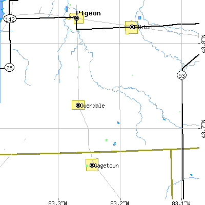 Zip code 48754 close-up map