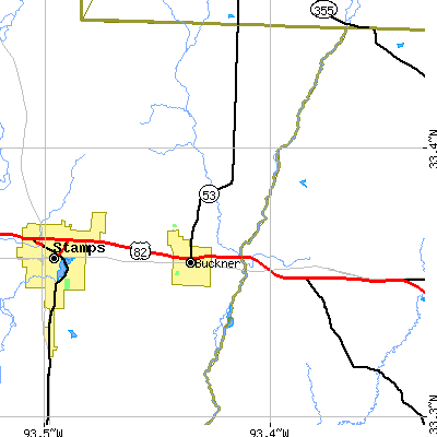 Zip code 71827 close-up map