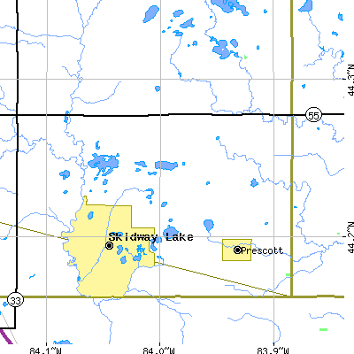 Zip code 48756 close-up map