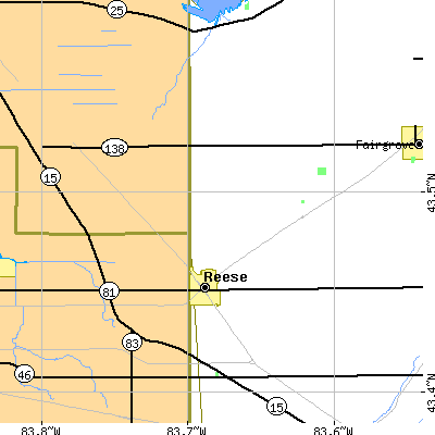 Zip code 48757 close-up map