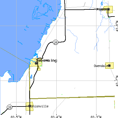 Zip code 48759 close-up map