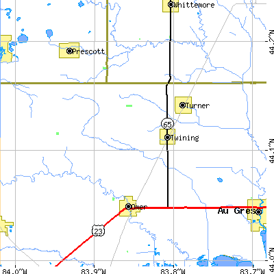 Zip code 48766 close-up map