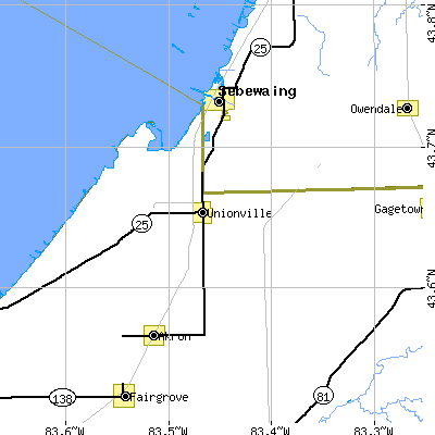 Zip code 48767 close-up map