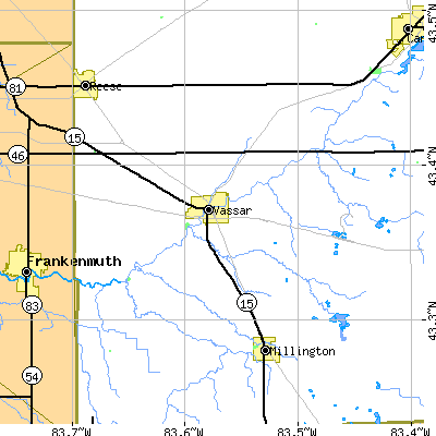 Zip code 48768 close-up map