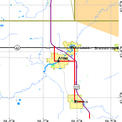Zip code 48801 close-up map